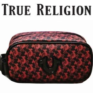 True Religion Horseshoe Logo Toiletry Bag- Red/Black